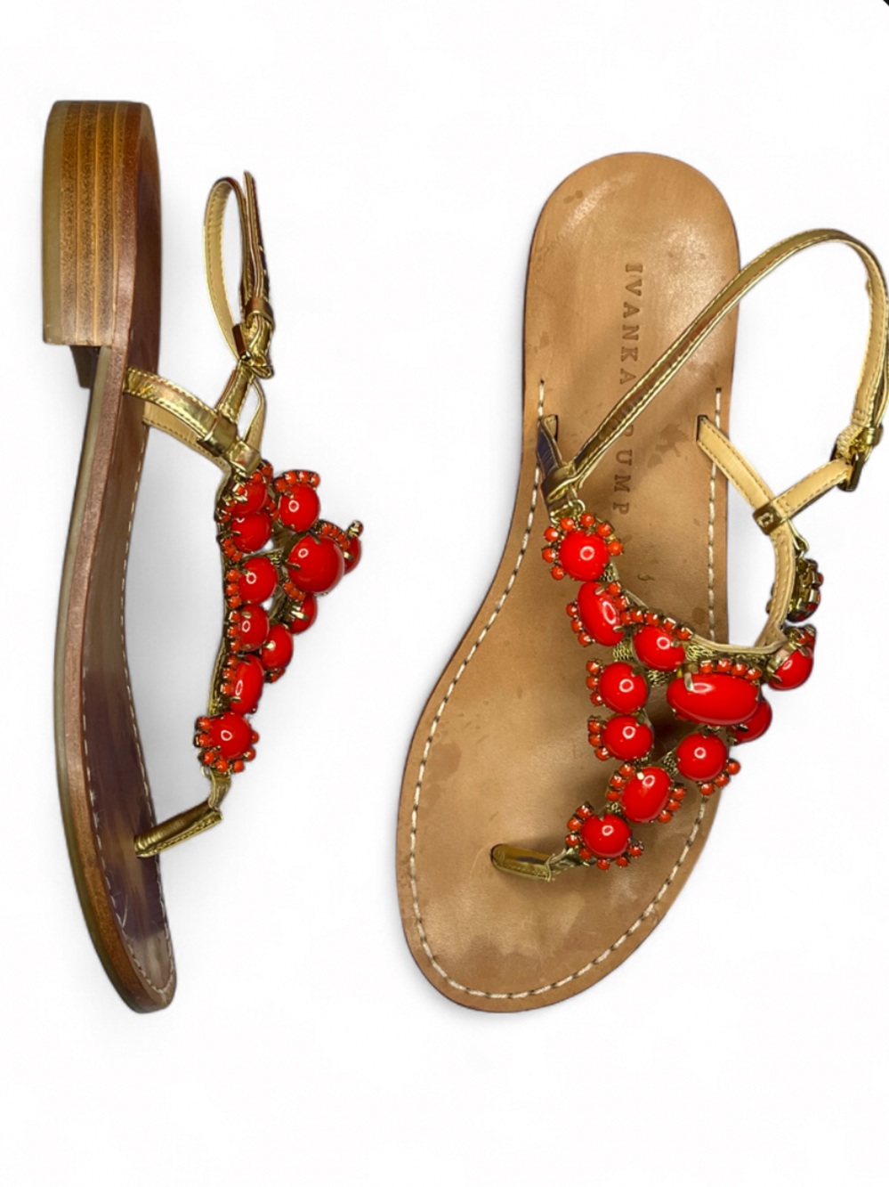 Ivanka Trump Coral Jewel Flat Thong Sandals Women’s Size 8 Summer Sandals